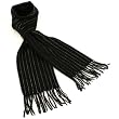 Men's Winter Ski Cashmere Feel Scarf Pinstripe Black with White