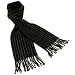 Men's Winter Ski Cashmere Feel Scarf Pinstripe Black with White