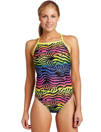 Speedo Women's Flipturns Electric Zebra Endurance Lite Splashback Performance Swimsuit