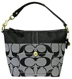 Coach Signature Black & White Stripe Medium Shoulder Purse