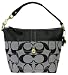Coach Signature Stripe Shoulder Bag Tote 11957 Black White
