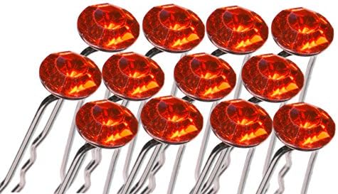Wedding Pack of 12 Crystal Rhinestones Hair Pins Bridal Accessory Bridemaid Party (Red)