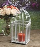 Distressed White Birdcage Candle Lantern