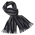 Men's Wool Knit Scarf With Stripes - Blue