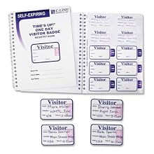 C-Line Time's Up Self-Expiring Visitor Badges with Registry Log, 2 x 3 Inches, White, 150/Box (97009)