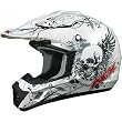 AFX Skull Adult FX-17 Off-Road Motorcycle Helmet w/ Free B&F Heart Sticker Bundle - Pearl White