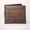 Dark brown mens ostrich leg skin leather wallet'
