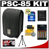 Canon PowerShot PSC-85 Carrying Case + (4) Batteries & Charger + 4GB Card + Tripod + Accessory Kit for A720 IS, A710 IS, A650 IS, A640, A630, A590 IS, A580, A570 IS, A560, A470, A1000 IS, A2000IS, SX100 IS, SX110 IS & E1 Digital Cameras
