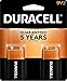 Duracell Coppertop 9V Battery, 2 Count Pack, 9-Volt Battery with Long-lasting Power, All-Purpose Alkaline 9V Battery for Household and Office Devices