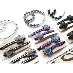 Rhinestone Bling Hair Barrette Set of 6 Pairs of Assorted Star Colors