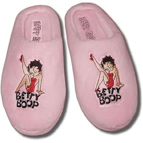 Betty Boop "Leg Kick" Women's Pink Terrycloth Slippers