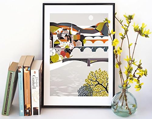 Prague Print, River Bridges, Wall Art Poster