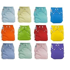12pack FuzziBunz Perfect Size Diapers - Gender Neutral Colors MEDIUM