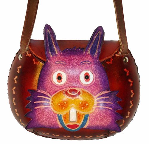 A Color Rabbit Design, Small Size Shoulder/cross-body Bag. Hand-made By Genuine Cowhide Leather. Unique.