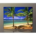 Statt 46,00 Euro jetzt nur noch 34,00 Euro !!! Wandbild xxl modern g�nstig (Tropical_Lagoon-60x80cm) Strand Deko Bilder fertig gerahmt mit Keilrahmen riesig. Ausf�hrung sch�ner Kunstdruck auf echter Leinwand als Wandbild mit Rahmen. Preiswerter als �lbild Gem�lde Foto Poster Plakat mit Bilderrahmen. Bild Style Schlafzimmer Deko Strand Meer Sonne Palmen Lagune Bucht. Made in Germany