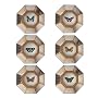 Two's Company Metamorphosis Butterfly Wall Art Prints in Octagonal Antiqued Mirror Frame, Holds 5-1/2 by 5-1/2 -Inch Prints, Set of 6