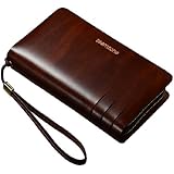 Teemzone Mens Genuine Leather Clutch Bag Handbag Organizer Checkbook Wallet Card Case