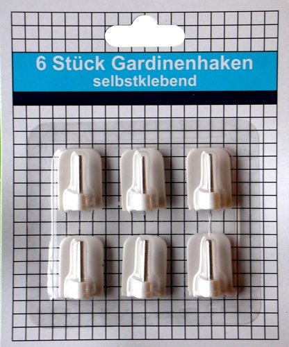 6er Pack Gardinenhaken selbstklebend weiss