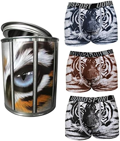 Microfiber luxury boxer briefs - TIGER TIN - in an exclusive cage gift box - XL