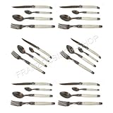 Authentisch LAGUIOLE Dubost - komplettes 24 tlg Tafelbesteck set für 6 Personen - ELFENBEINFARBE - 15/10 Edelstahl (hochwertiges französisches luxus weiße Elfenbein Farbe Besteckset - direkt aus Frankreich)