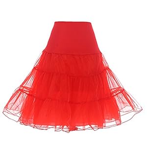 Dresstells® Women's Vintage Rockabilly Net Petticoat Skirt Tutu Red