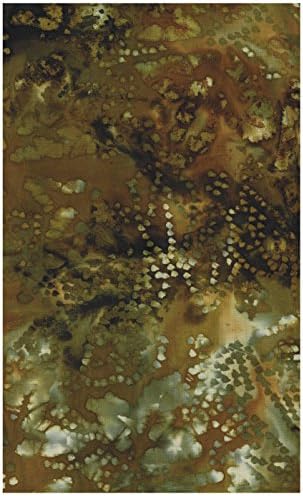 Java Block Printed (Tjap Stamped) Leaves, Dotted Leaves on Mushroom Brown Bali Tie Dye (Ikat) Batik Gradation ~ HALF YARD ~ #2873 Quilt 100% Cotton 44" Wide