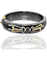 Diamond Pave Blue Sapphire Bangle Bracelet 14kt Gold Womens Silver Jewelry