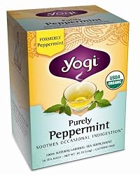 Yogi Purely Peppermint, Herbal Tea Supplement, 16-Count Tea Bags (Pack of 6)
