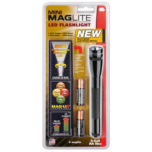 MAG-LED 2 AA Taschenlampe Multimode SP2201HG 31 Std.max. Leuchtdauer inkl. 2 Mignon Batterien und Nylonholster schwarz