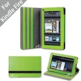 Acase Premium Micro Fiber Leather Case with built-in Stand for Kindle Fire Full Color 7 Multi-touch Display, Wifi (Green)