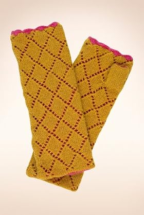 Fingerless Contrast Knitted Gloves with Wool