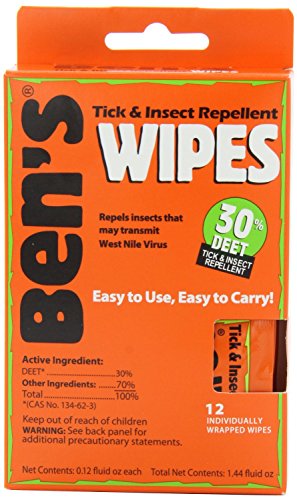 Ben's Tick & Insect Repellent Wipes 12 pc