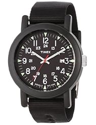Timex Unisex T2N364AB Originals Camper Black Slip-Thru Nylon Strap Watch