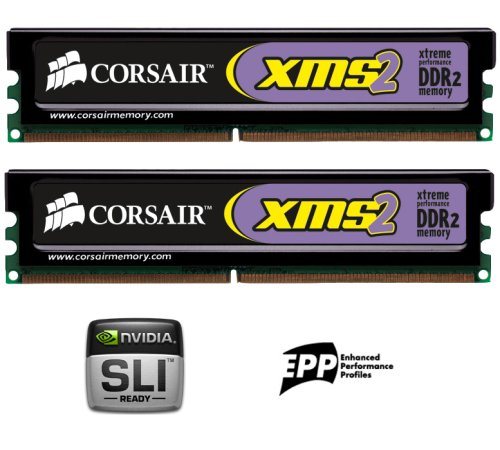 CORSAIR XMS2 4GB ( 2 X 2GB ) PC2-8500 1066MHz 240-pin DDR2 CL5 Dual Channel Desktop Memory Kit