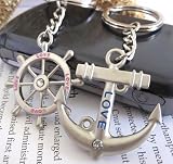 Couple Love Keychain Key Ring Anchor & Wheel