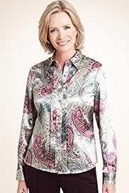 Classic Collection Floral Paisley Print Sateen Blouse