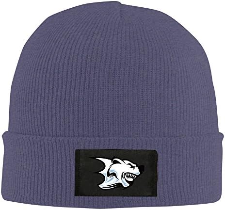 Catroon Ferocious Polar Bear Avatar Fashion Unisex Acrylic Watch Knit Hat Navy