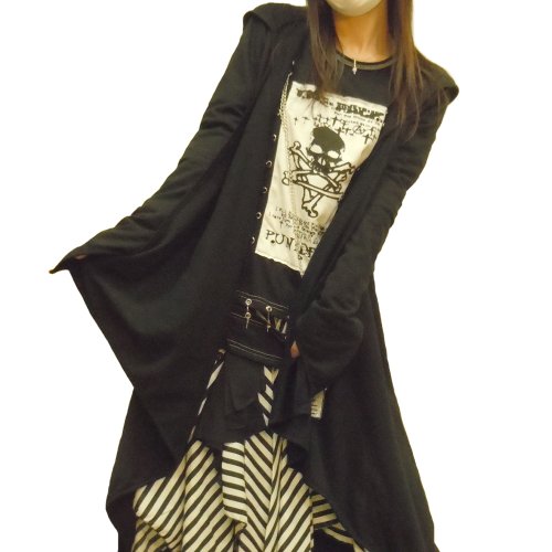 Hippies (ヒッピーズ) カーデ パーカー レディース 丈長 長袖 V系 ゴス 衣装 魔女 アシメ 4758
