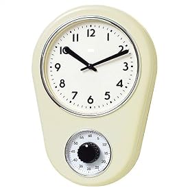 Bai Design BAI.280.IV Kitchen Timer Retro Modern Wall Clock in Ivory