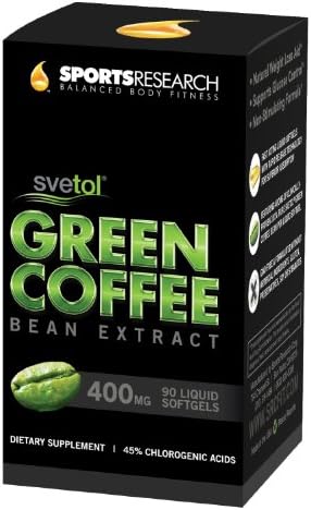 SVETOL Green Coffee Bean Extract, 180 Liquid Softgels with 400mg of Clinically-Proven Svetol Per Cap