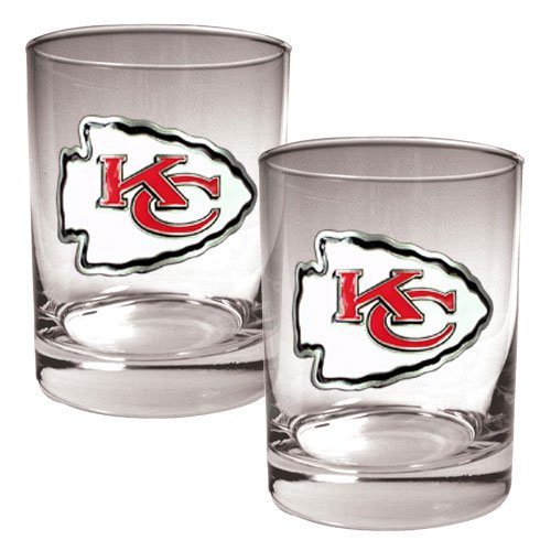 Kansas City Chiefs NFL 2pc Rocks Glass Set - Primary logo