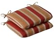 Pack of 2 Outdoor Patio Furniture Chair Seat Cushions - Red & Khaki Stripe