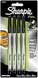 Sharpie Pen 1742662 Fine Point 4 Pack Assorted Colors, Black, Blue, Red, Green