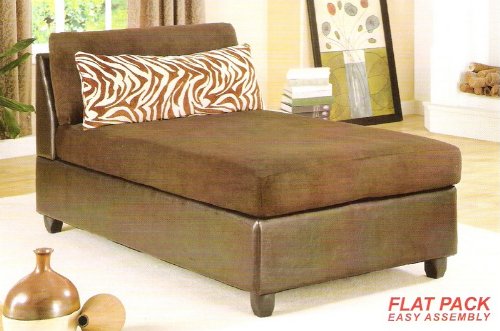 SADDLE MICROFIBER ARMLESS CHAISE LOUNGER W/ PILLOW BY POUNDEX