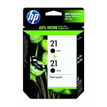 HP 21 Black Ink Cartridge in Retail Packaging, Twin Pack