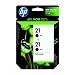 Original HP 21 Black Ink Cartridge (2-Pack) in Retail Packaging