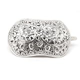 Small Ornate Victorian Style and Daisy Flower Sterling Silver Hair Clip Pin Barrette