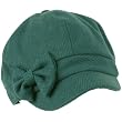 Ladies Winter Fall Ribbon Bow 6 Panel Newsboy Gatsby Cabbie Visor Cap Hat Teal