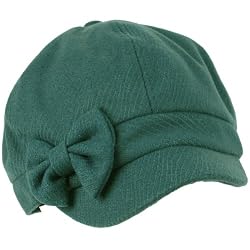 Ladies Winter Fall Ribbon Bow 6 Panel Newsboy Gatsby Cabbie Visor Cap Hat Teal