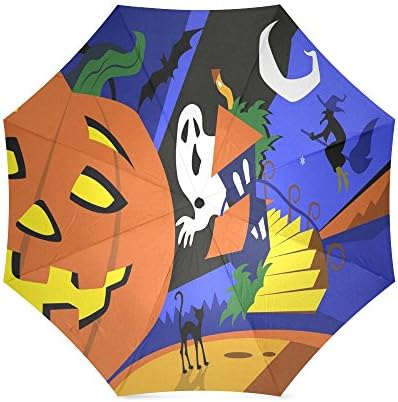Happy Halloween's Day Gifts Scary Ghosts Pumpkin Custom Folding Portable Outdoor Rain /Sun Umbrella Beach Travel Shade Sunscreen For Women/Men